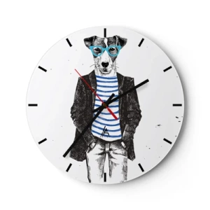 Reloj de pared - Reloj de vidrio - El encanto del perro - 40x40 cm