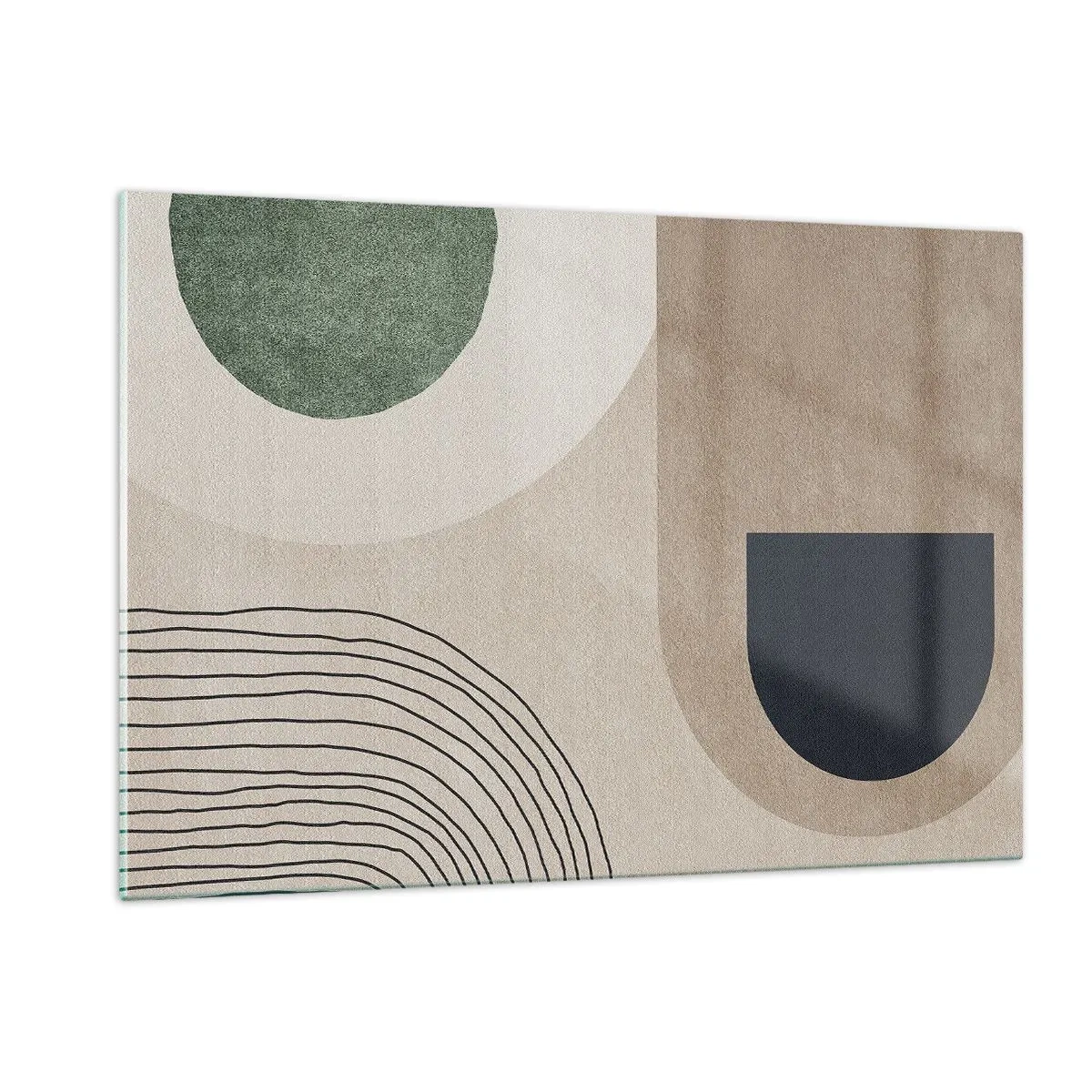 Cuadro sobre vidrio - Impresiones sobre Vidrio - Figuras geométricas abstractas en colores tenues - 120x80cm - La delicadeza de un óvalo - Decoración de pared moderna para salón y dormitorio ARTTOR