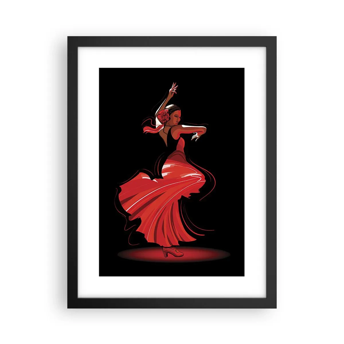Póster en marco negro - El espíritu ardiente del flamenco - 30x40 cm