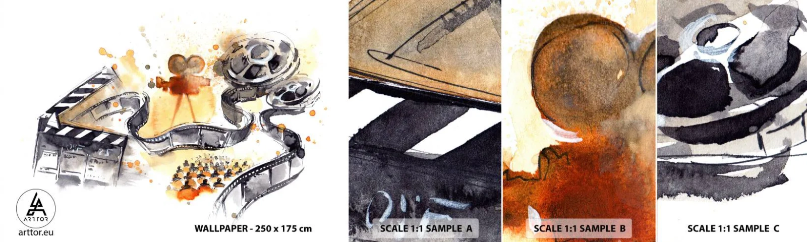 Muestra De Fotomural Standard Eco - En el país de los sueños - Proyector de cine, Carrete de película, Cinematografía - 100x30 cm