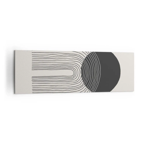 Cuadro sobre lienzo - Impresión de Imagen - Patrón abstracto con líneas y un círculo negro sobre un fondo claro - 160x50cm - Temblor y certeza - Decoración de pared moderna para salón y dormitorio ARTTOR