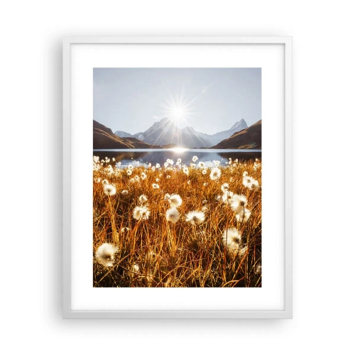 Póster en marco blanco - Dureza de las rocas, suavidad de la hierba - 40x50 cm
