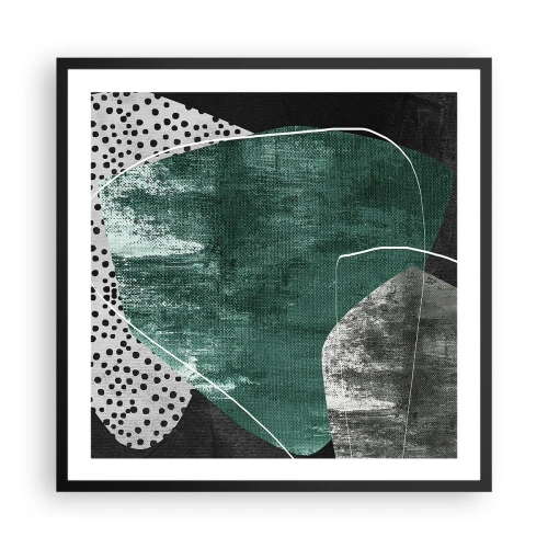Póster en marco negro - Abstracción colorista con un copo de oro - 60x60 cm