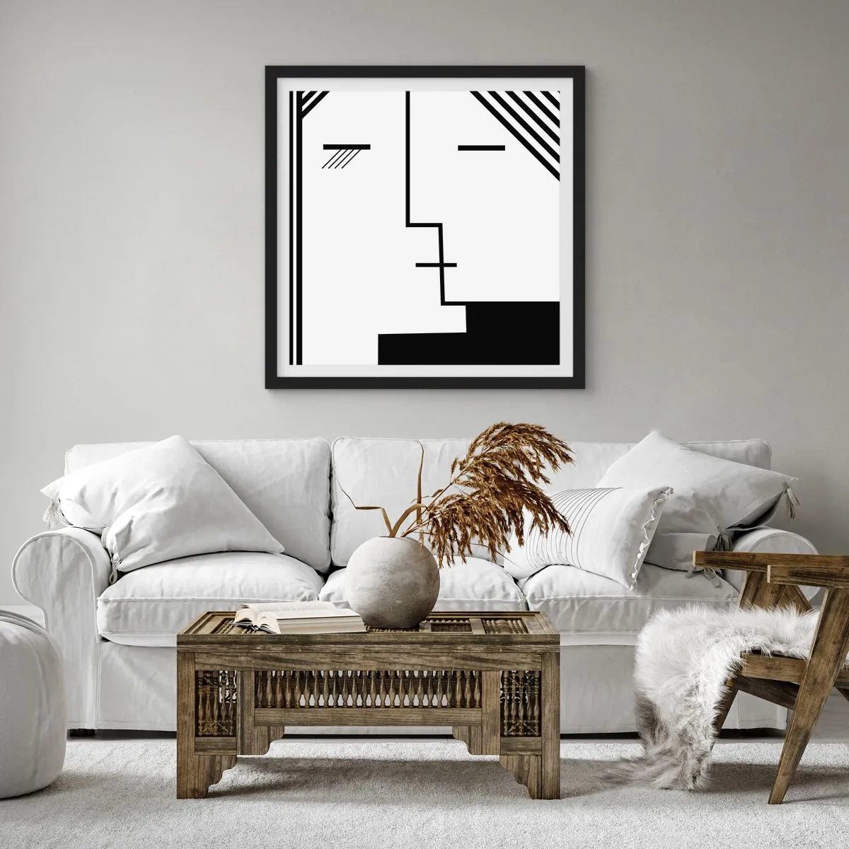 Póster en marco negro - Solo un beso - 50x50 cm