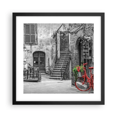 Póster en marco negro - Callejón de la Toscana - 40x40 cm