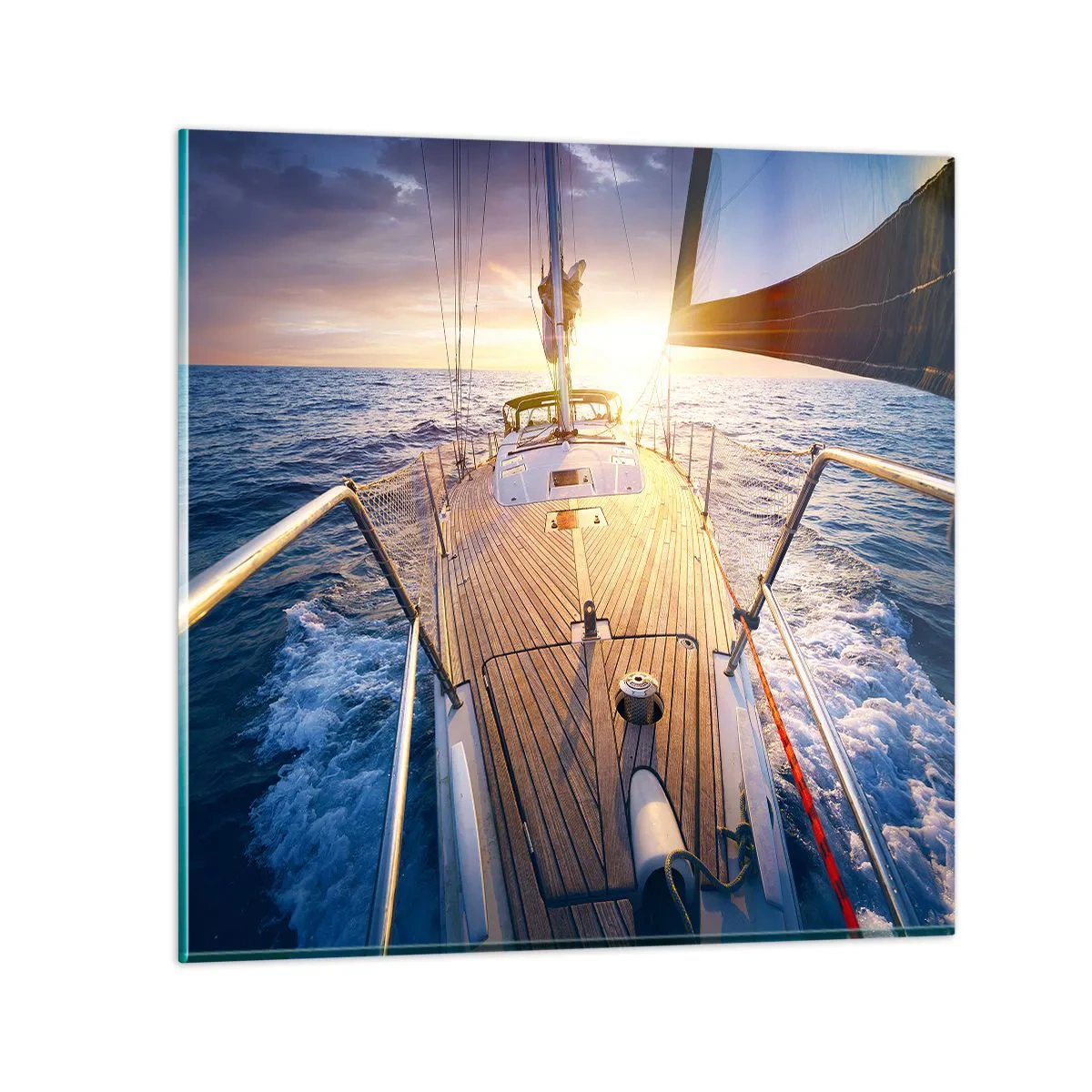 Cuadro sobre vidrio - Impresiones sobre Vidrio - Corriendo sobre las olas - 70x70 cm