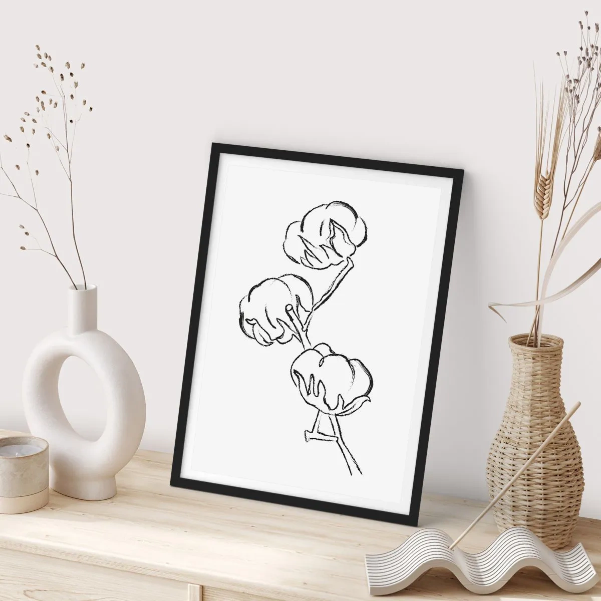 Póster en marco negro - Plumón de algodón - 70x100 cm
