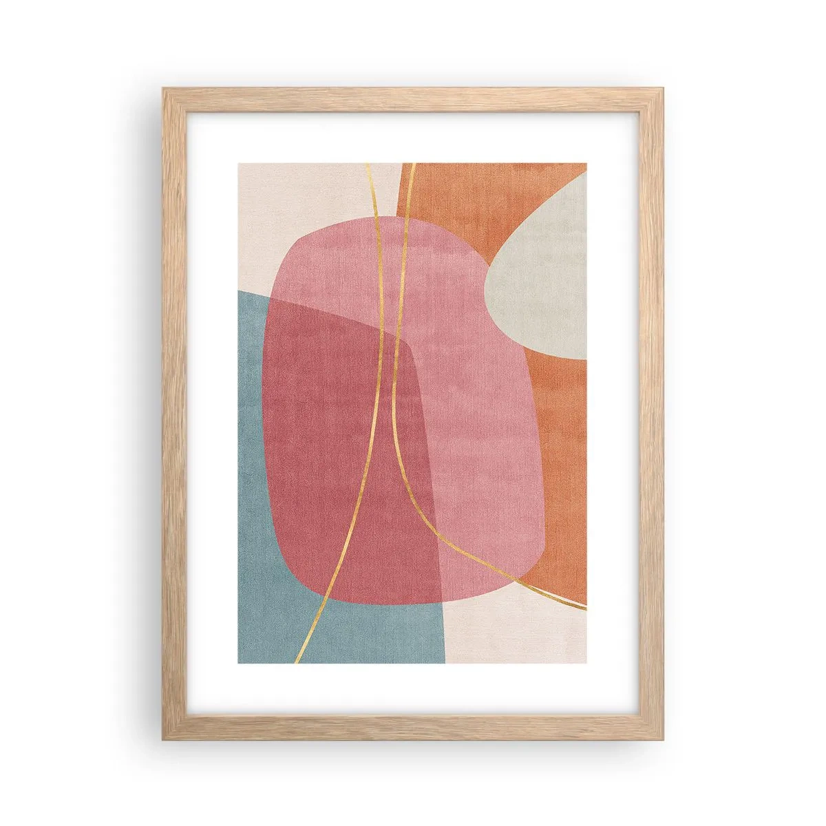 Póster en marco roble claro - Composición en pastel con hilos de oro - 30x40 cm