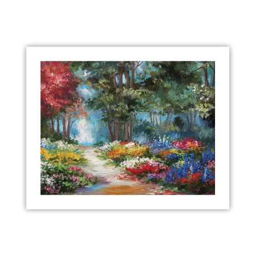 Póster - Jardín forestal, bosque floral - 50x40 cm