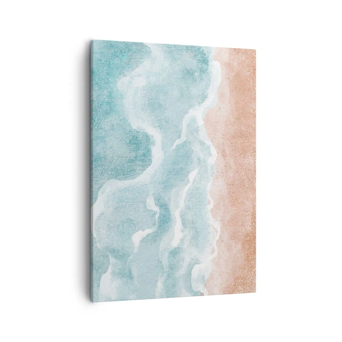 Cuadro sobre lienzo - Impresión de Imagen - Playa abstracta con olas en tonos azules y beige. - 50x70cm - Abstracción de nubes - Decoración de pared moderna para salón y dormitorio ARTTOR