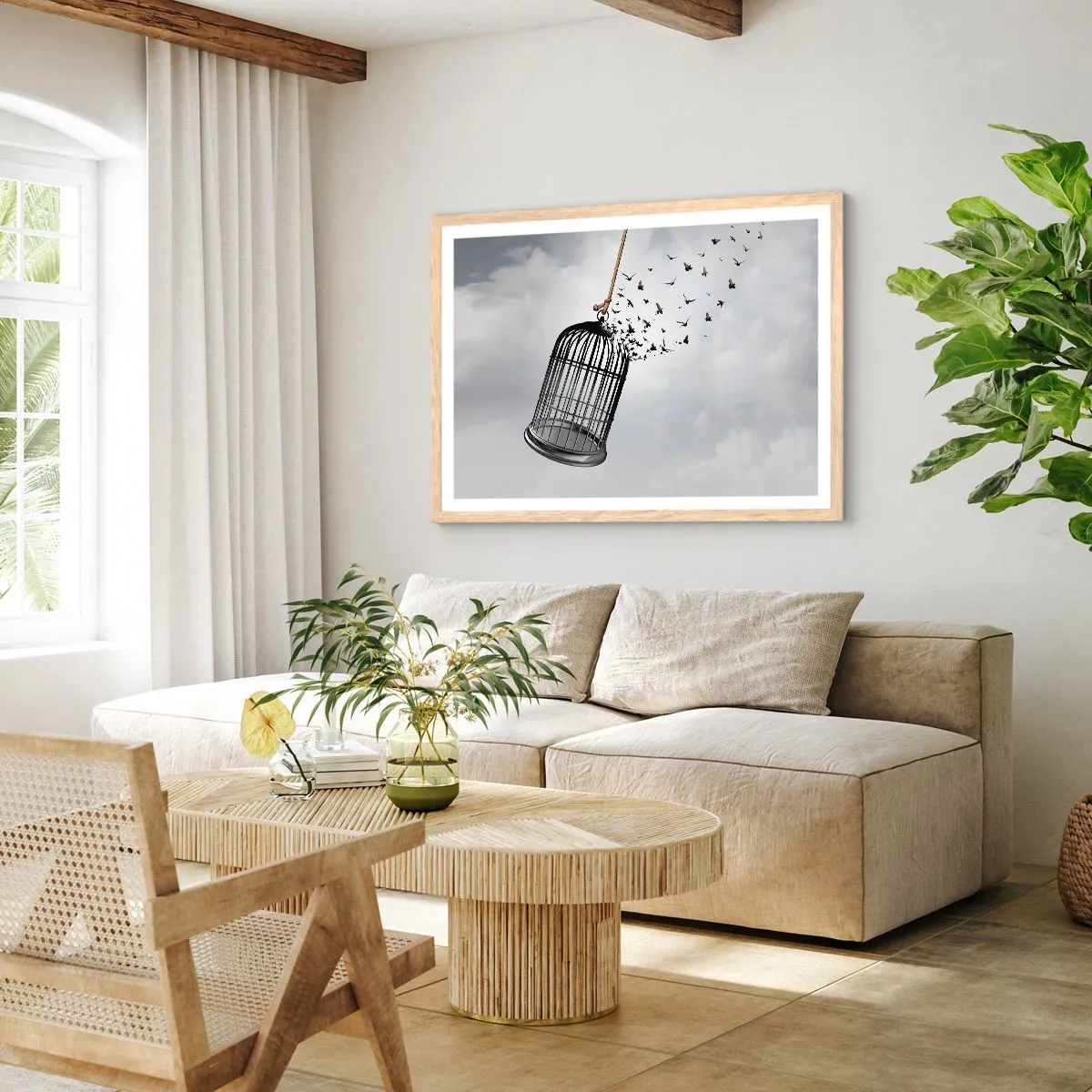 Póster en marco roble claro - Fe... Esperanza... ¡Libertad! - 91x61 cm