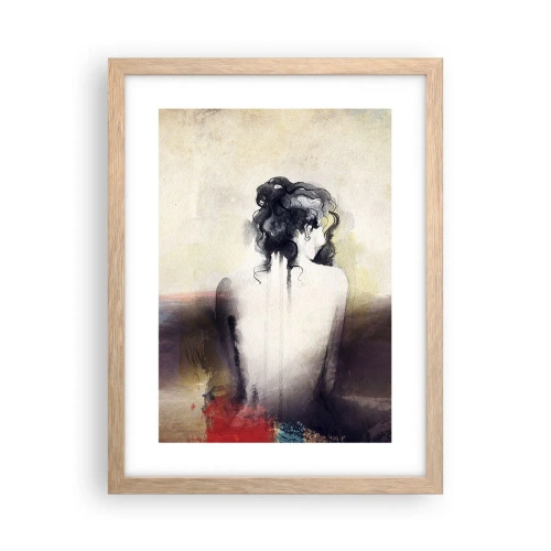 Póster en marco roble claro - Líneas suaves, formas ovaladas - 30x40 cm