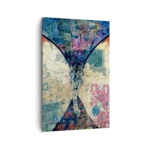 Cuadro sobre lienzo - Impresión de Imagen - Mariposa en un fondo artístico abstracto con detalles coloridos. - 80x120cm - Sutil fragilidad - Decoración de pared moderna para salón y dormitorio ARTTOR