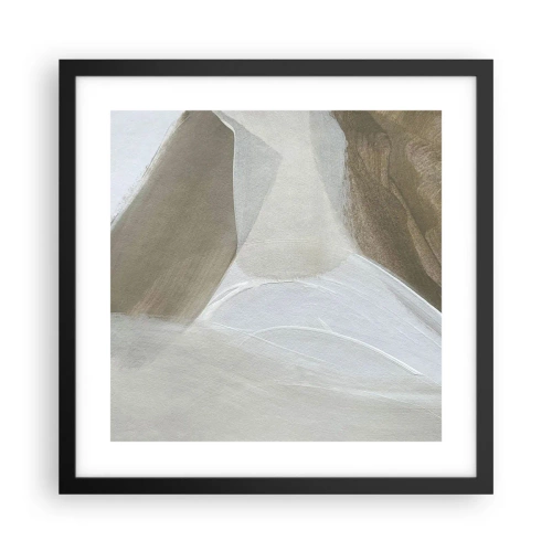 Póster en marco negro - Ola de blanco - 40x40 cm