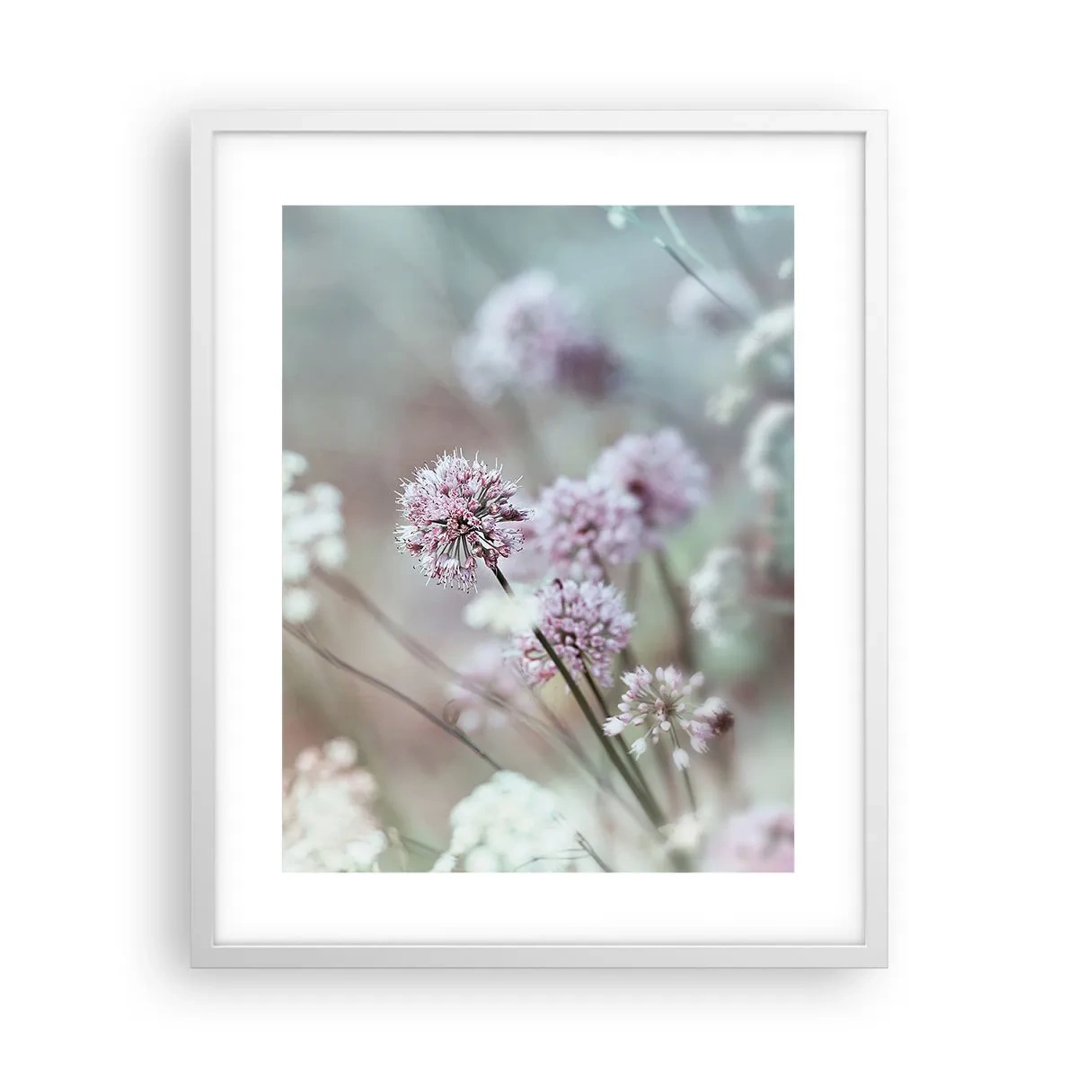 Póster en marco blanco - Dulces filigranas de hierbas - 40x50 cm