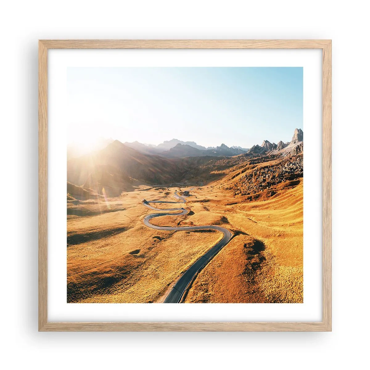 Póster en marco roble claro - En un valle dorado - 50x50 cm