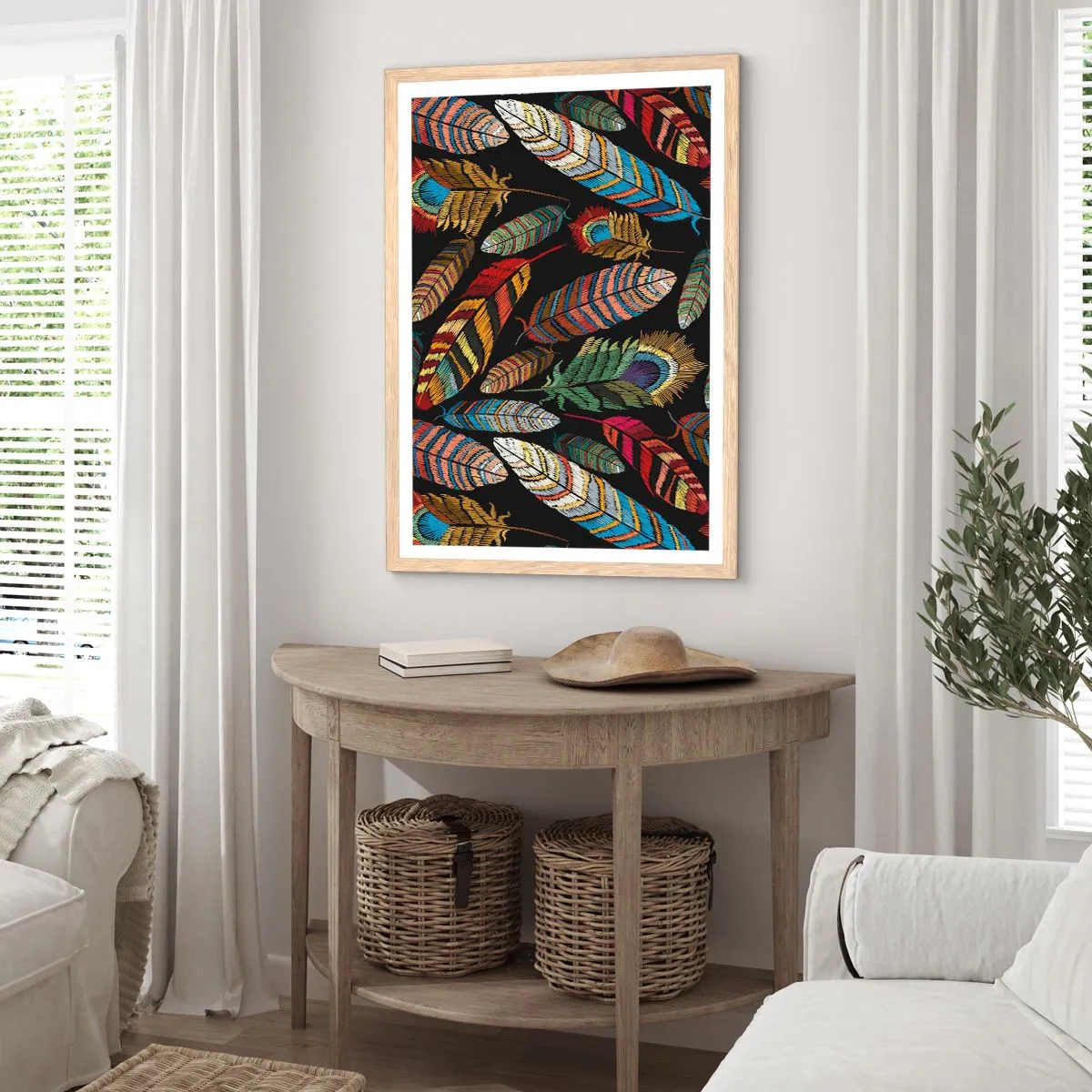 Póster en marco roble claro - Carnaval de las aves - 50x70 cm