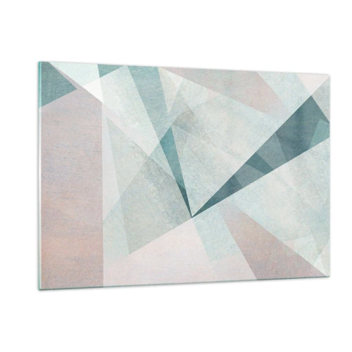 Cuadro sobre vidrio - Impresiones sobre Vidrio - Formas geométricas en tonos pastel de verde y azul. - 120x80cm - Tranquilo pero dinámico - Decoración de pared moderna para salón y dormitorio ARTTOR