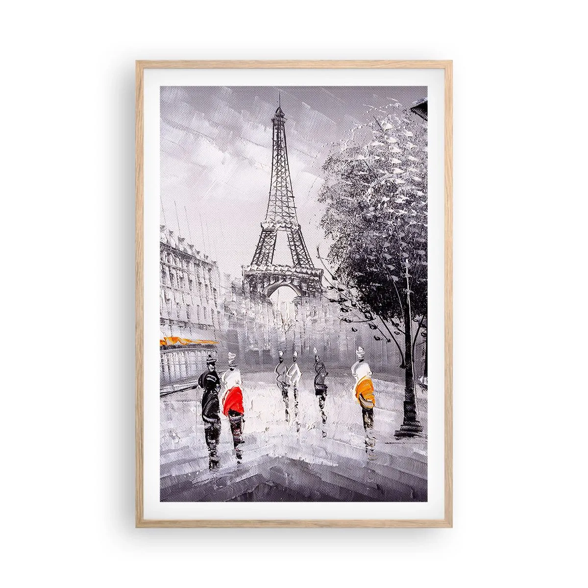 Póster en marco roble claro - Un paseo parisino - 61x91 cm
