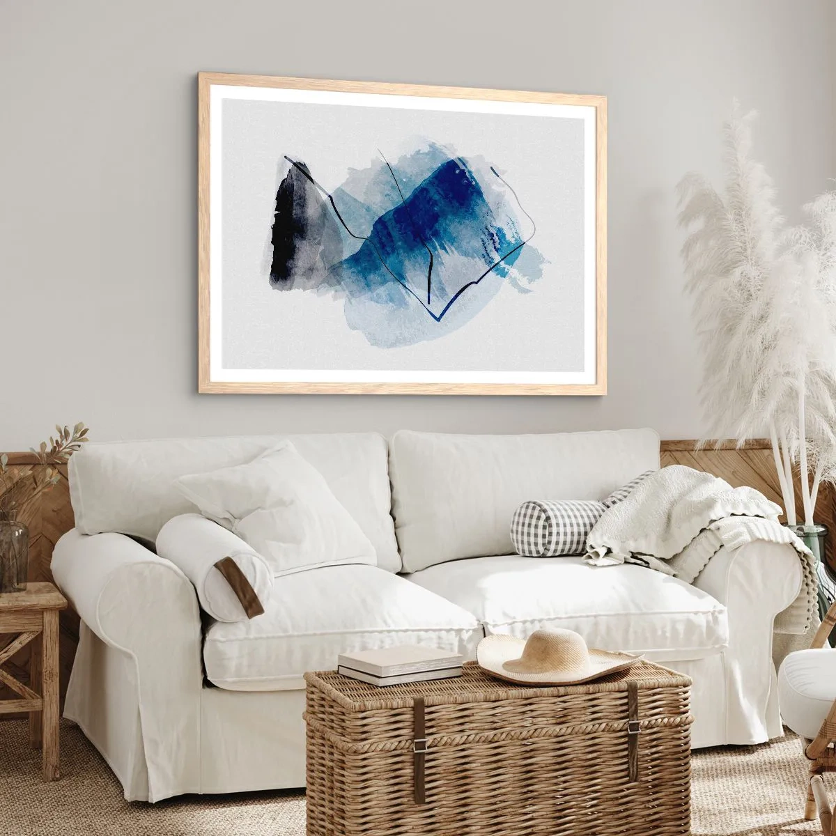Póster en marco roble claro - Montaña helada - 91x61 cm