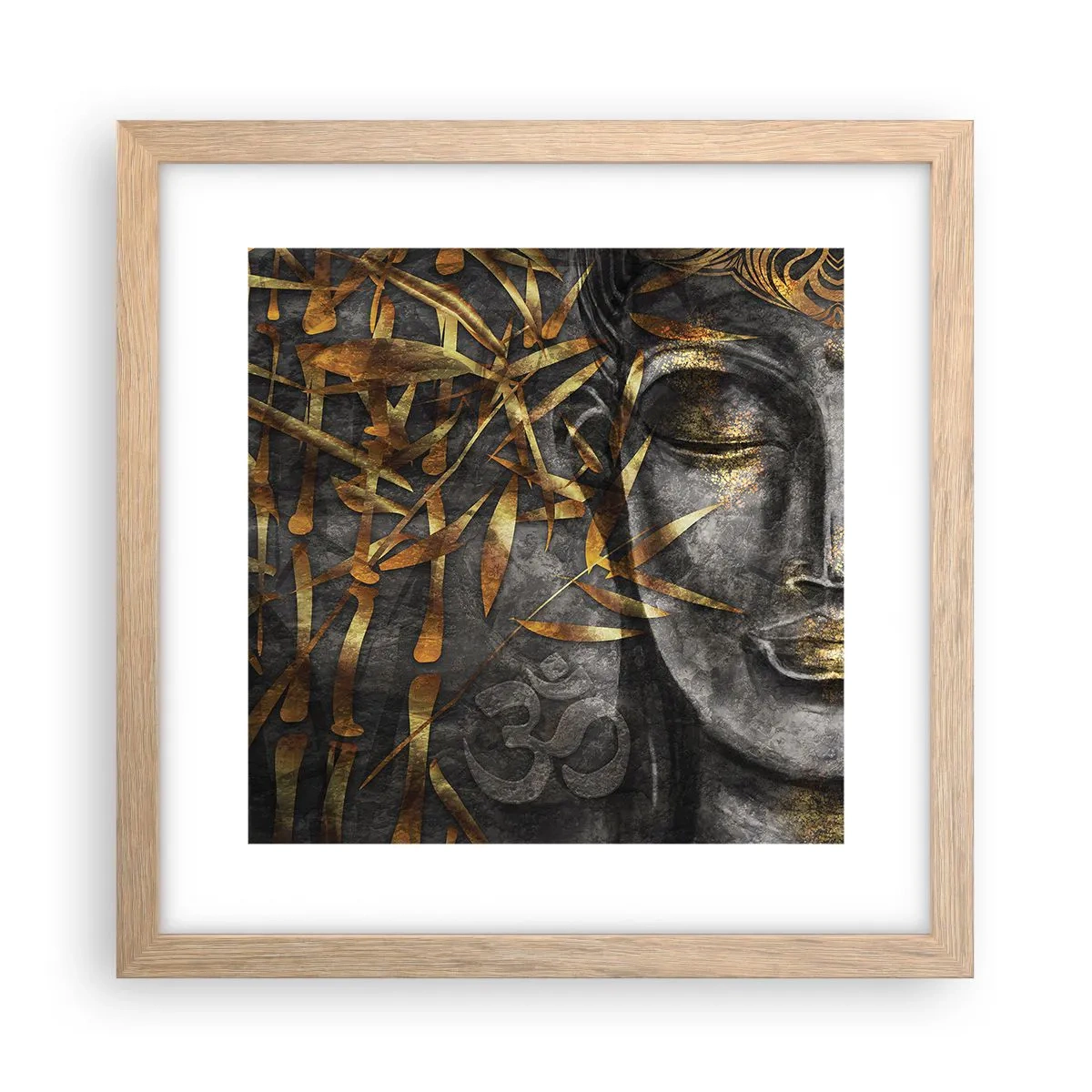 Póster en marco roble claro - Siente la paz - 30x30 cm