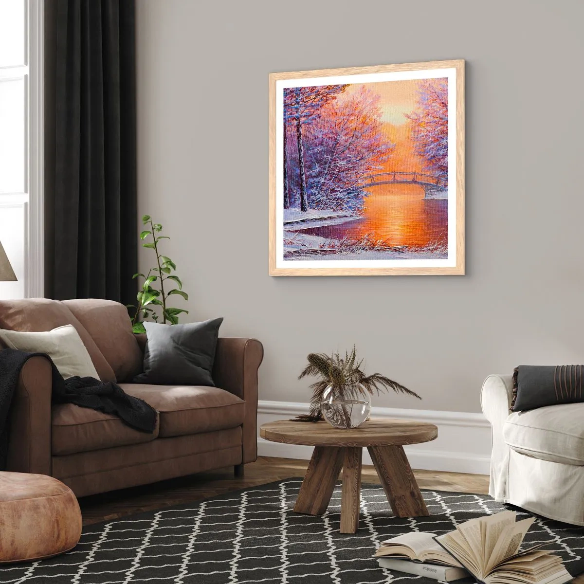 Póster en marco roble claro - Reunámonos aquí - 40x40 cm