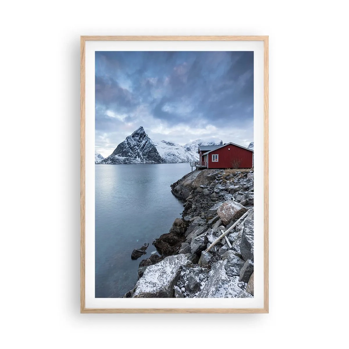 Póster en marco roble claro - Paisaje escandinavo - 61x91 cm