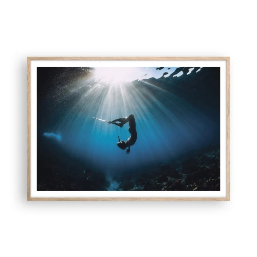 Póster en marco roble claro - Danza subacuática - 100x70 cm