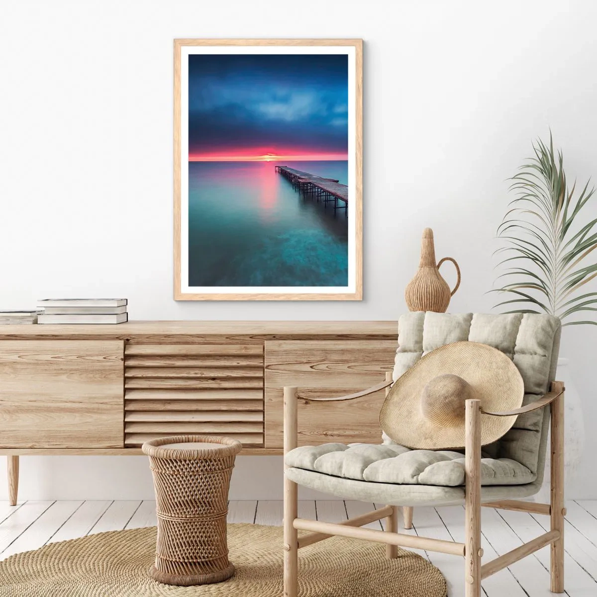 Póster en marco roble claro - Entre el cielo y el agua - 70x100 cm