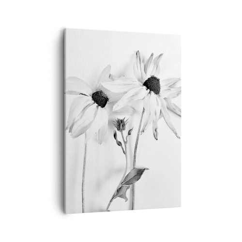 Cuadro sobre lienzo - Impresión de Imagen - Flores en blanco y negro con una composición sutil. - 50x70cm - Nadie quiere estar solo - Decoración de pared moderna para salón y dormitorio ARTTOR