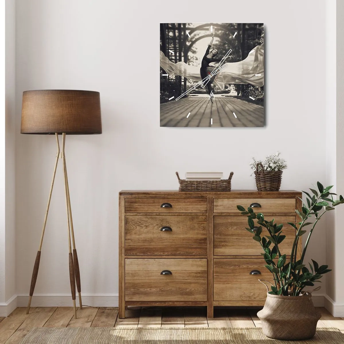 Reloj de pared - Reloj de vidrio - Danza del espíritu del jardín - 40x40 cm