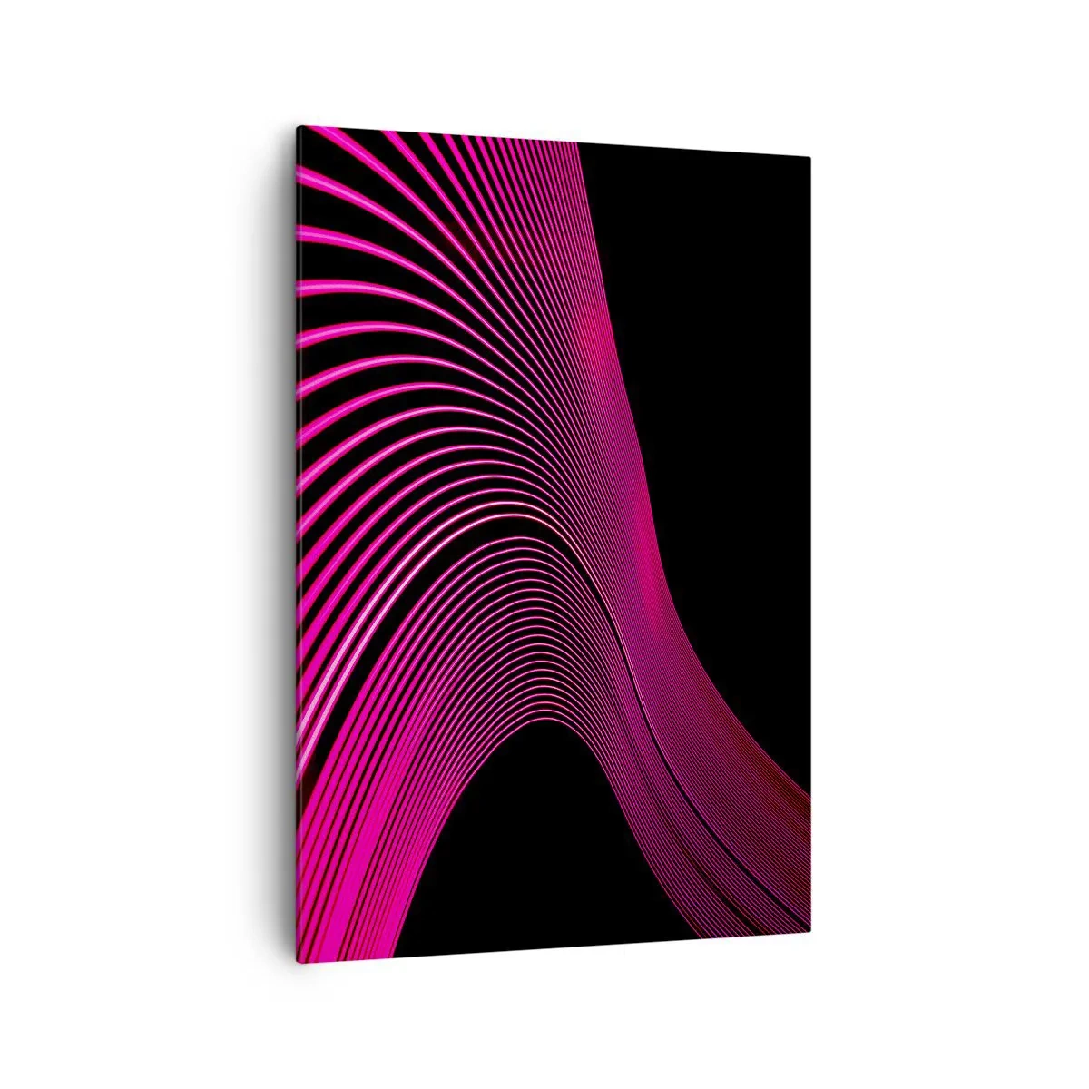 Cuadro sobre lienzo - Impresión de Imagen - Líneas futuristas en tonos rosa sobre fondo negro. - 70x100cm - Avenida de luz - Decoración de pared moderna para salón y dormitorio ARTTOR