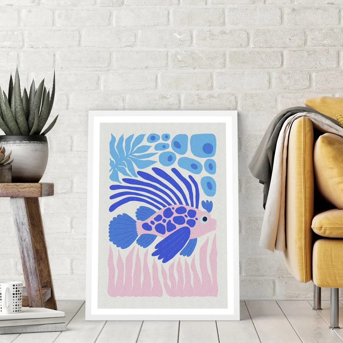 Póster en marco blanco - En su mundo - 40x50 cm