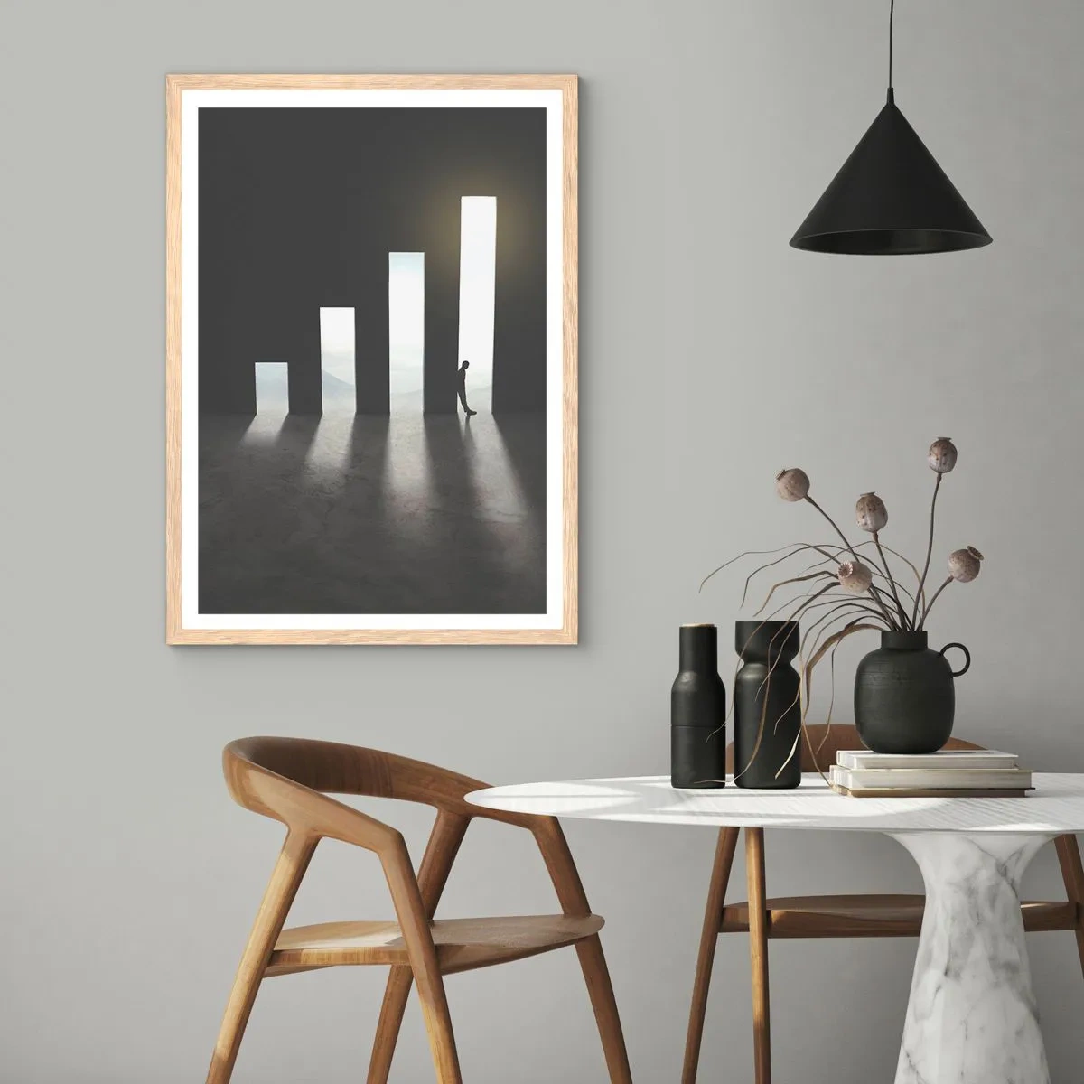 Póster en marco roble claro - El camino del éxito - 70x100 cm