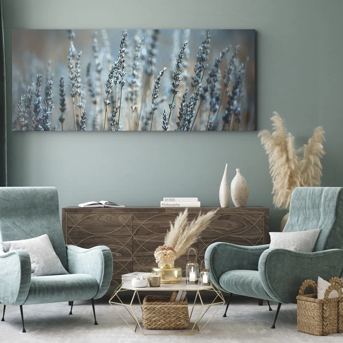 Cuadro sobre lienzo - Impresión de Imagen - Fragante pasto - 100x40 cm