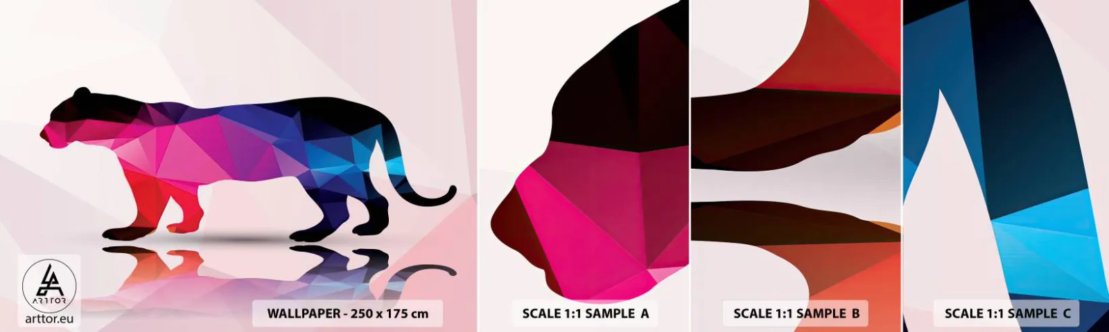 Muestra De Fotomural Standard Eco - Pantera de diamante - animales, Pantera, Figura Geométrica - 100x30 cm