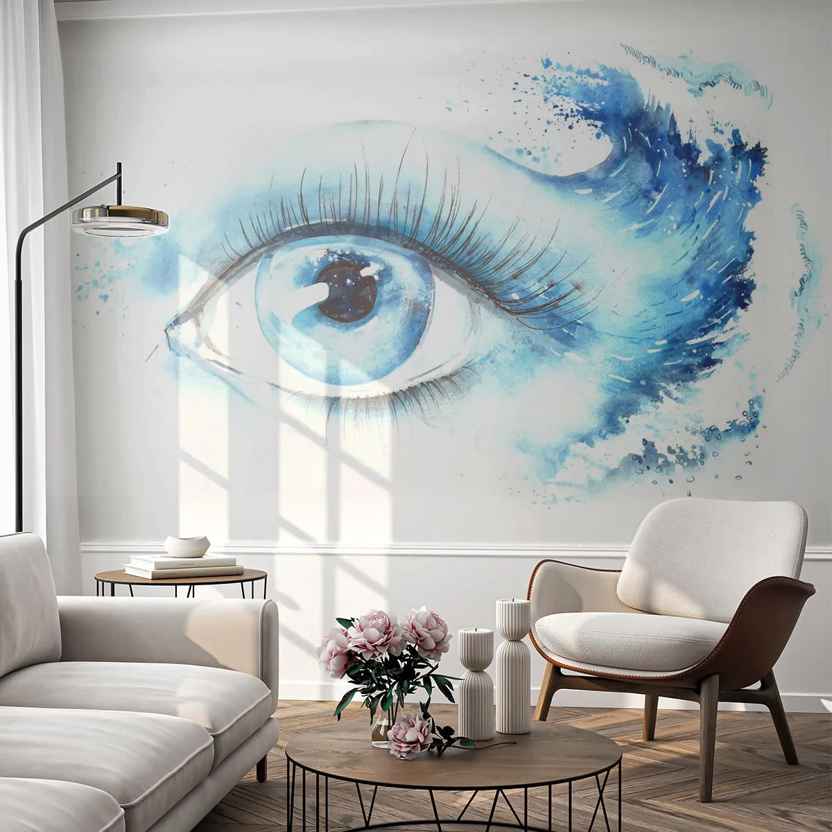 Fotomural Standard Eco - Sumérgete en el azul de tu mirada - Abstracción, Ojo, Pedazo - 200x140 cm
