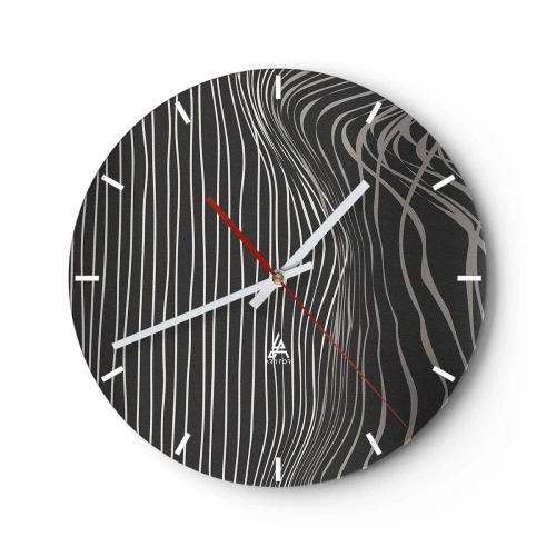Reloj de pared - Reloj de vidrio - Líneas abstractas sobre un fondo oscuro - 30x30cm - Ritmo y acento - Decoración de pared moderna para salón, cocina y dormitorio ARTTOR