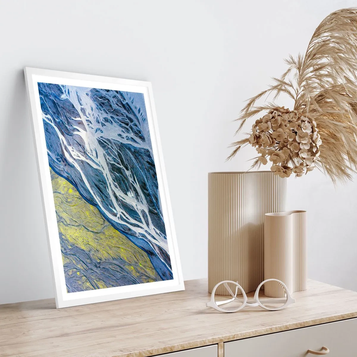 Póster en marco blanco - Las pinturas rupestres de la naturaleza - 30x40 cm