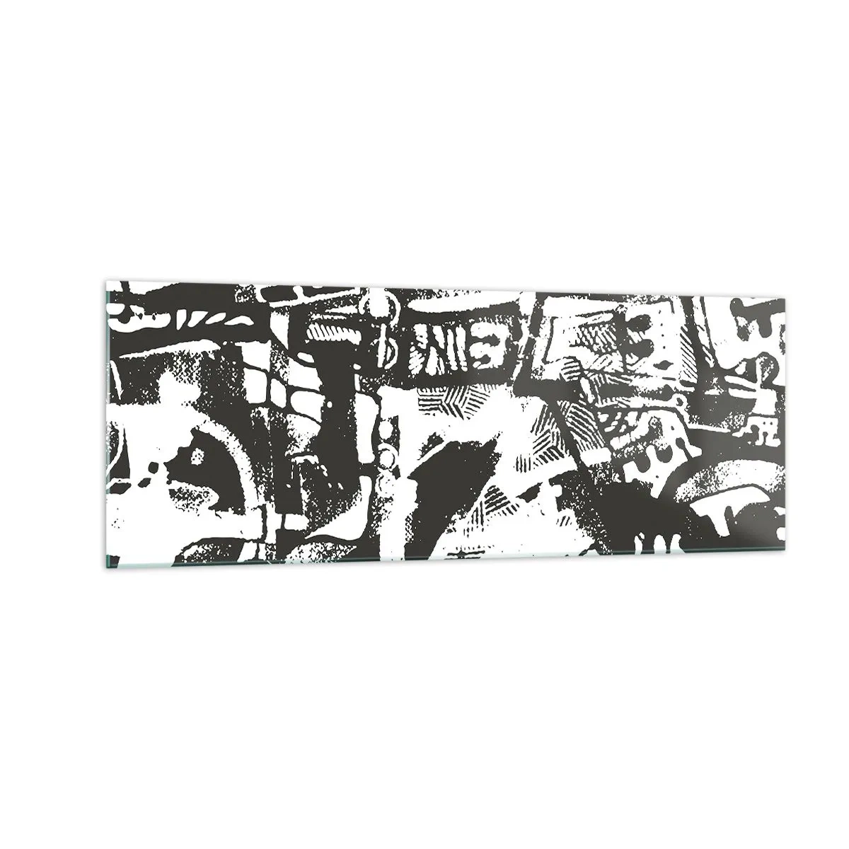 Cuadro sobre vidrio - Impresiones sobre Vidrio - Patrón retro monocromático abstracto - 140x50cm - ¿Orden o caos? - Decoración de pared moderna para salón y dormitorio ARTTOR