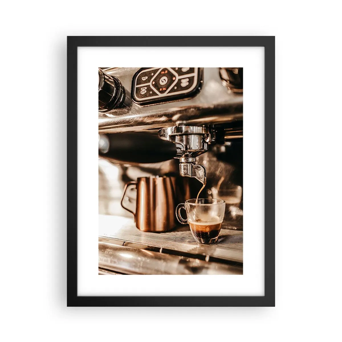 Póster en marco negro - El resplandor del café - 30x40 cm