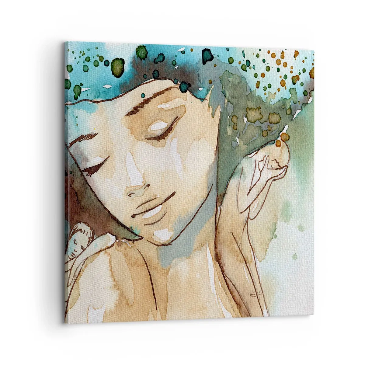 Cuadro sobre lienzo - Impresión de Imagen - Dama de azul - 60x60 cm