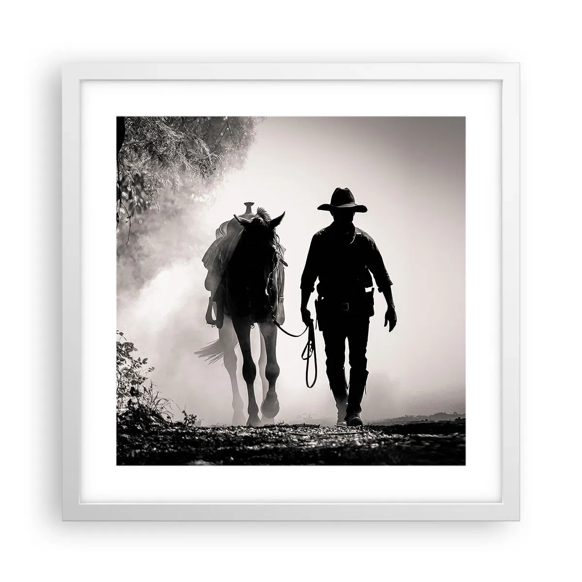 Póster en marco blanco - La mañana de Texas - 40x40 cm