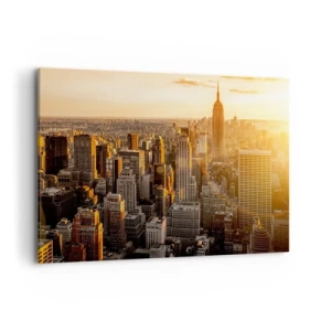 Cuadro sobre lienzo - Impresión de Imagen - El horizonte de la ciudad de Nueva York al atardecer con vistas al Empire State Building - 100x70cm - Creciendo al sol - Decoración de pared moderna para salón y dormitorio ARTTOR