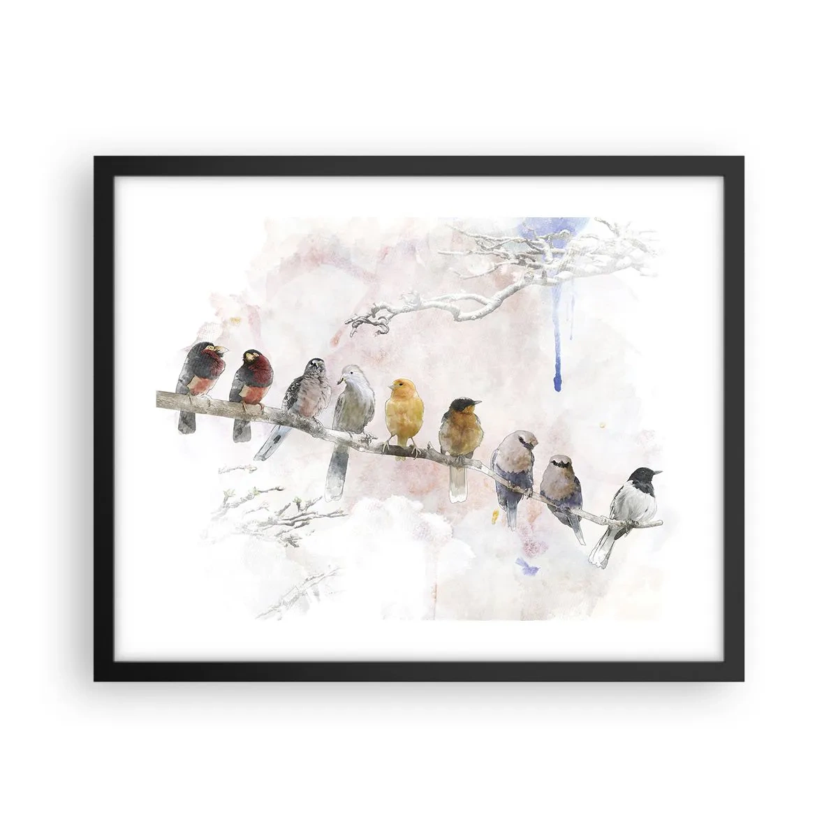 Póster en marco negro - Reunión alada - 50x40 cm