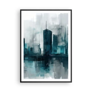 Póster en marco negro - Ciudad color lluvia - 70x100 cm