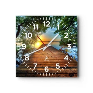 Reloj de pared - Reloj de vidrio - Tómate tu tiempo, siéntate - 40x40 cm