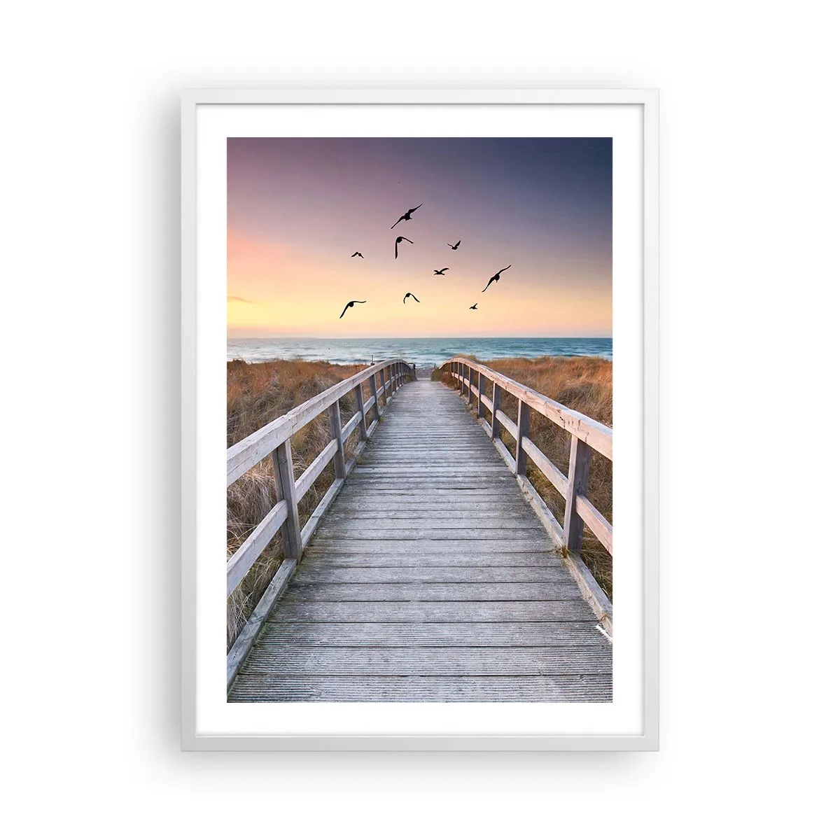 Póster en marco blanco - Camino a lo desconocido - 50x70 cm