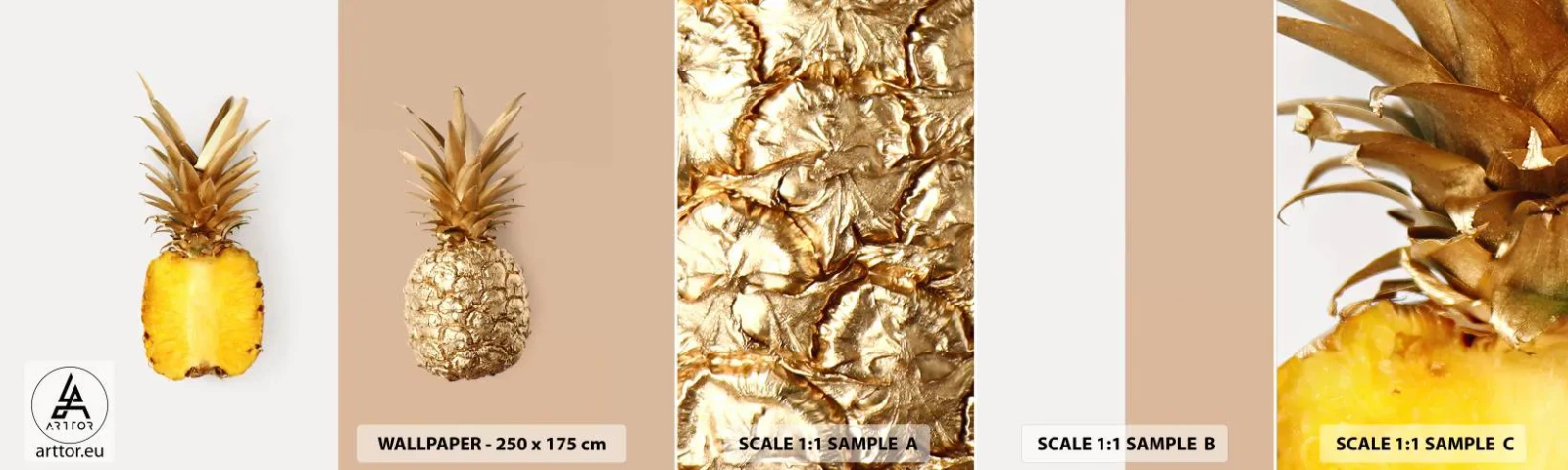 Muestra De Fotomural Standard Eco - Piña y media - Piña, Fruta, Postre - 100x30 cm