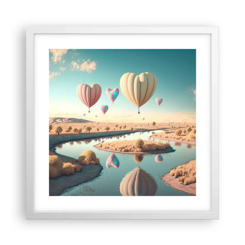 Póster en marco blanco - El amor te hace volar - 40x40 cm